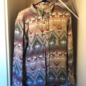 Tribal pattern modern amusement button down S